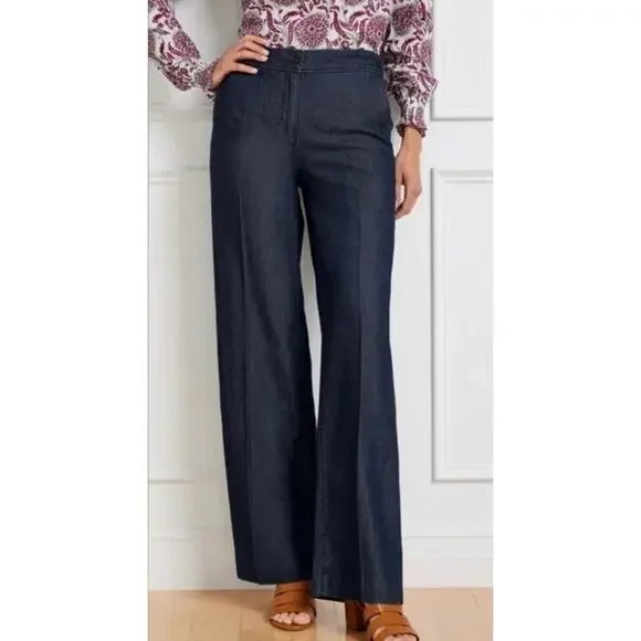 Talbots Tailored Indigo Wide Leg Pants Blue Size 6 - Picture 2 of 11